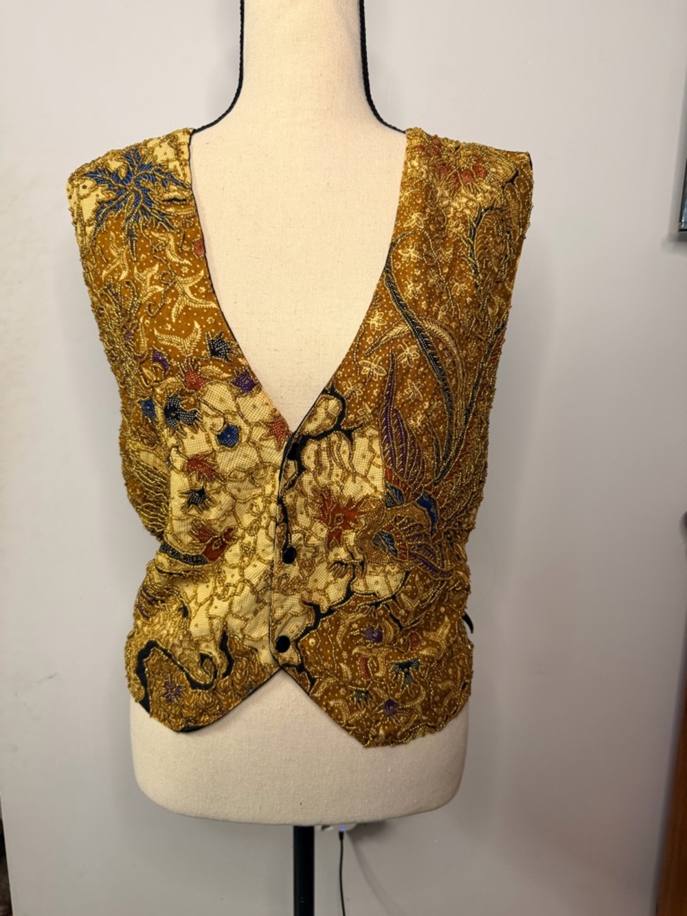 Kenar phoenix Beaded Floral V-Neck Vest women’s large